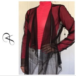 ADRIANNA PAPPELL  BLACK SHEER BEADED BOLERO JACKET